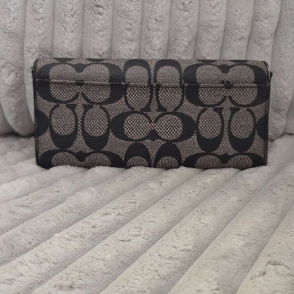 Coach Peyton Slim Envelope Wallet in black and gray signature coated canvas - Picture 2 of 8